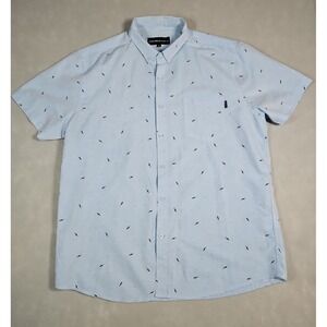 Molokai Mens Blue Shark Print Short Sleeve Button Down Shirt Size XL